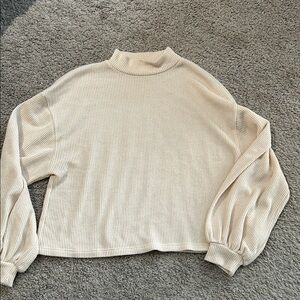 Lush Cream Knit Mock Neck Sweater